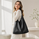 Oversized Vegan Leather Hobo Bag for Women – Spacious Black Shoulder Tote for Work & Everyday Carry