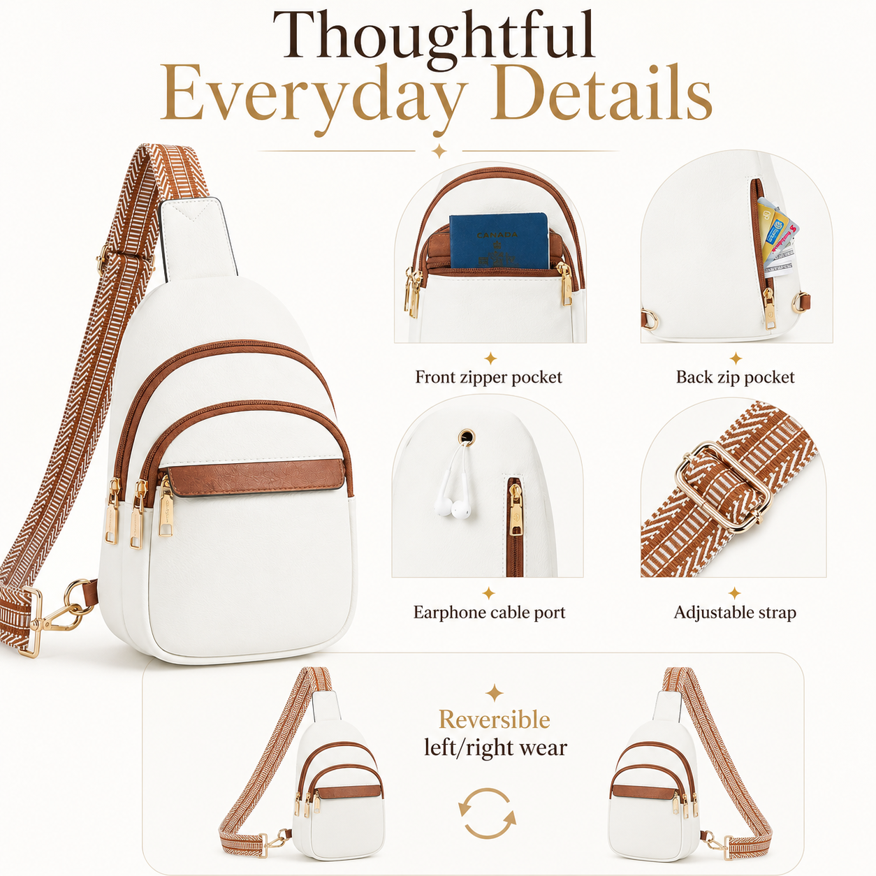 Women’s RFID Leather Sling Bag – Compact Anti-Theft Crossbody for Travel & Everyday Use