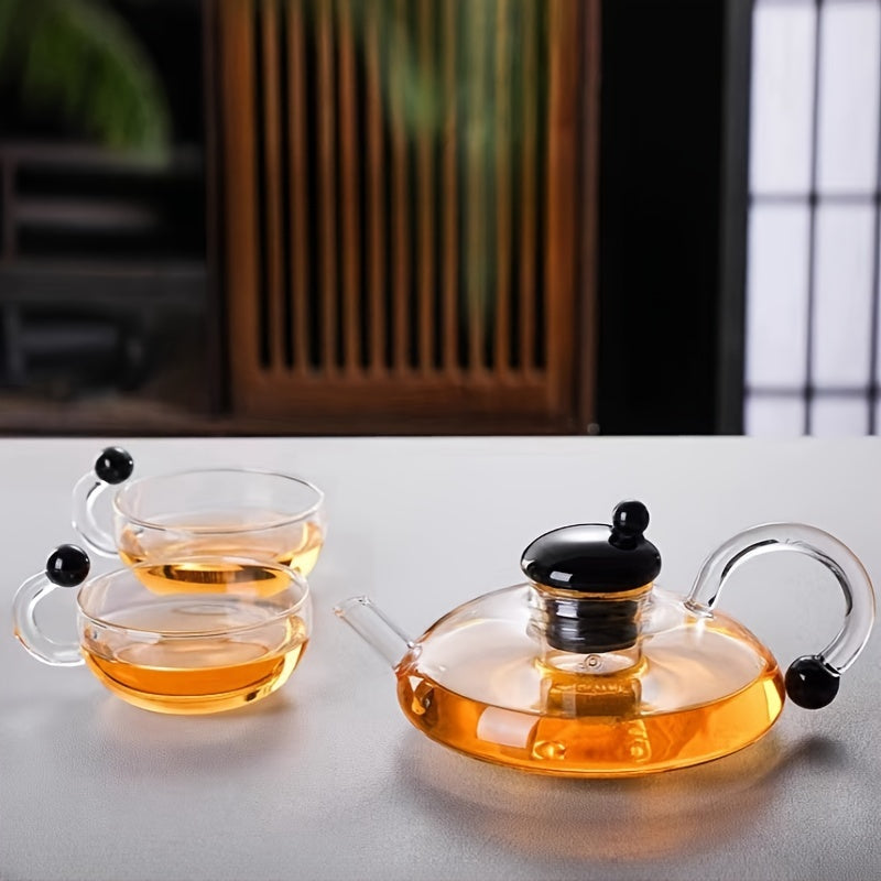 600ml Glass Teapot Set – Elegant & Heat-Resistant Tea-for-One with 4 Cups