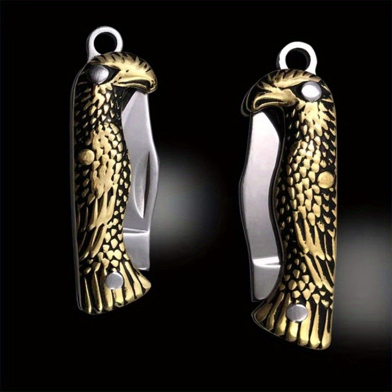 Yellow Dragon Pattern Mini Knife – Compact Spring-Assisted Pocket Knife