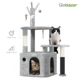 44-Inch Cat Climbing Frame – Light Gray Multi-Level Tower