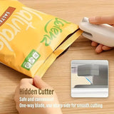 2-in-1 Mini Bag Sealer and Cutter - USB Rechargeable Heat Sealer for Snack & Chip Bags