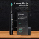 AquaSonic Black Series Electric Toothbrush - ADA Accepted Whitening Toothbrush with 8 Brush Heads & Travel Case