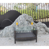 All-Weather Wicker Patio Coffee Table with Glass Top - Outdoor Rattan Center Table