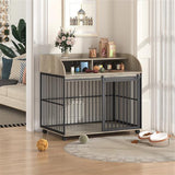 Heavy Duty Large Dog Cage Furniture – Indoor Wooden Kennel Crate with Double Doors & Metal Frame