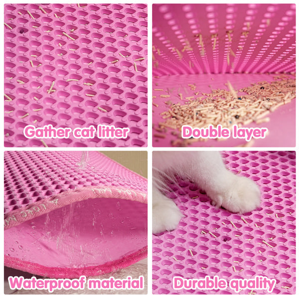 Double-Layer Rice-Shaped Cat Litter Pad – Waterproof EVA Non-Slip Mat for Easy Cleaning & Mess Control