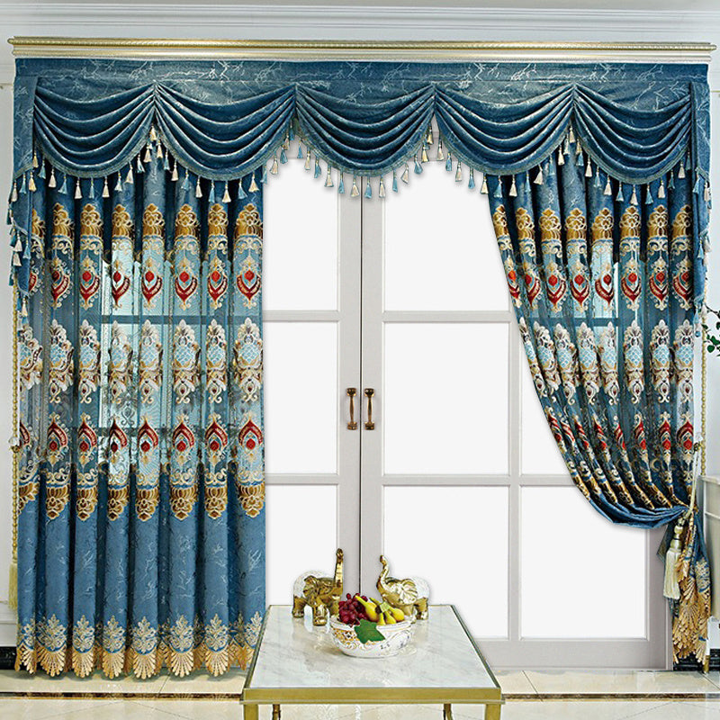 Modern European Hollow Embroidery Velvet Curtains – Thickened Blackout Panels, 2-Piece Set