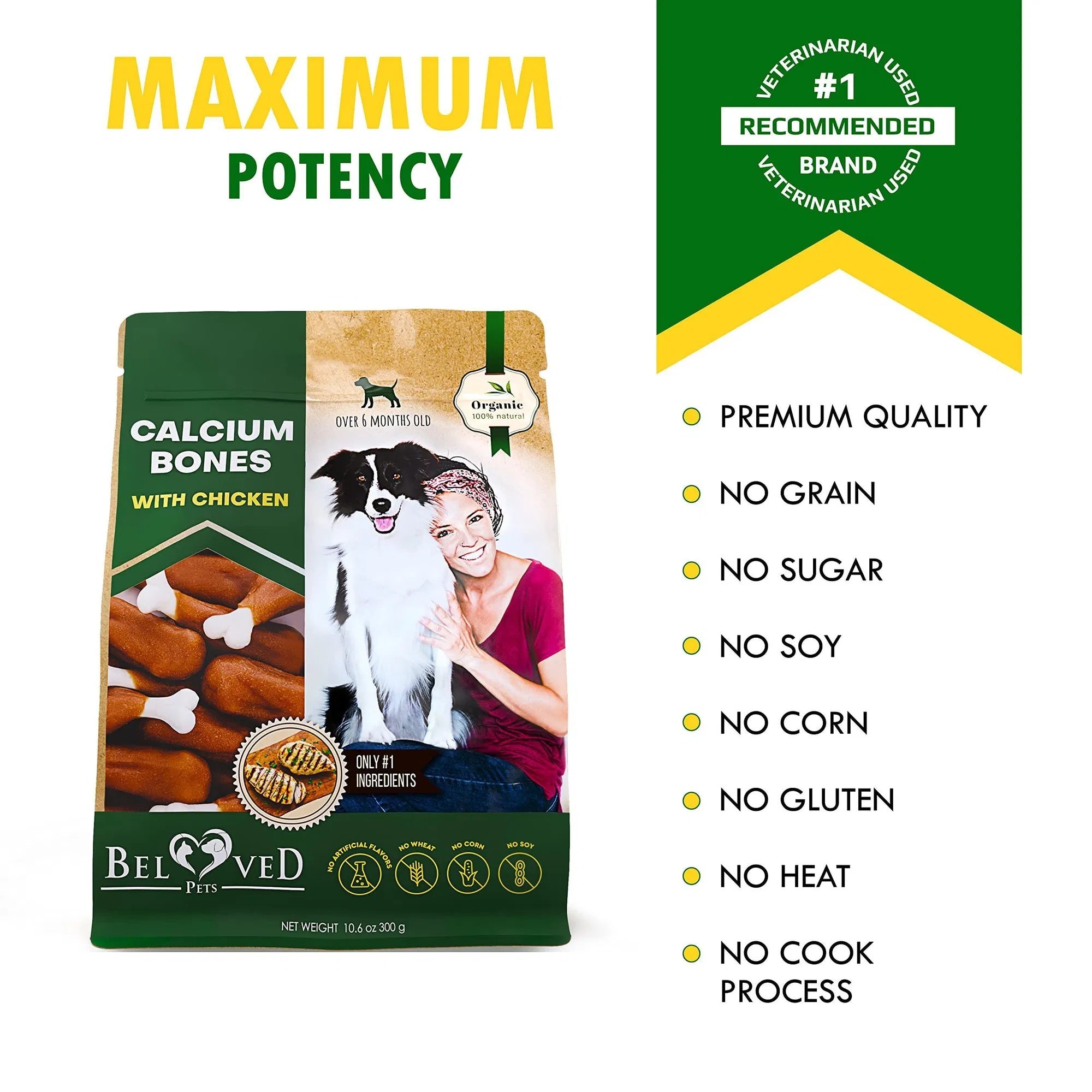 Dog Calcium Bones Wrapped with Chicken – Rawhide-Free Grain-Free Organic Chew Treats for Training & Healthy Teeth