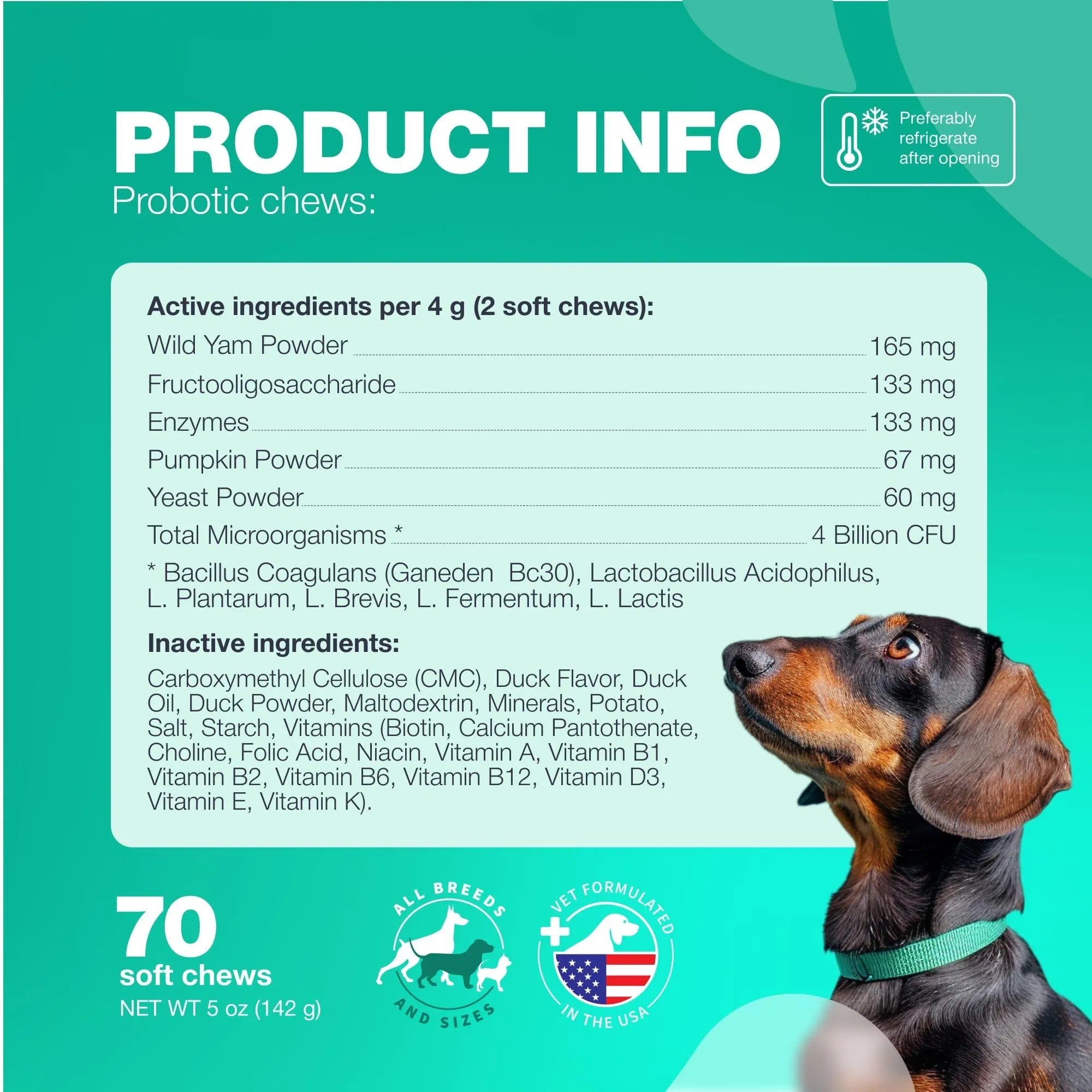Probiotics for Dogs – 180 Chews with Digestive Enzymes for Gut Health, Immunity, Yeast Balance & Allergy Relief