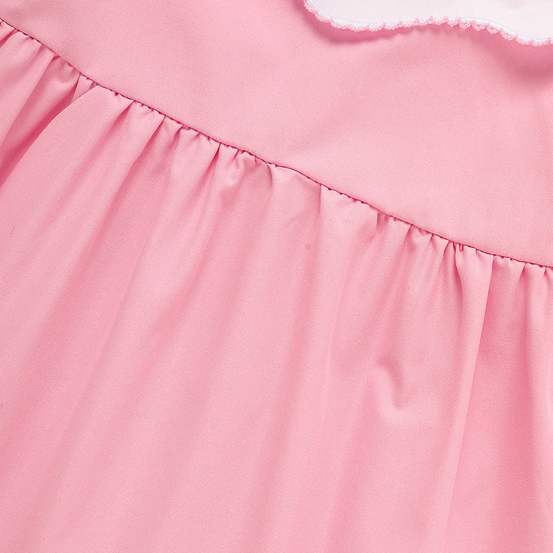 Toddler Baby Girl Spring Tulip Smocked Short Sleeve Dress with Lovely Tulip Embroidery – Princess Outfit