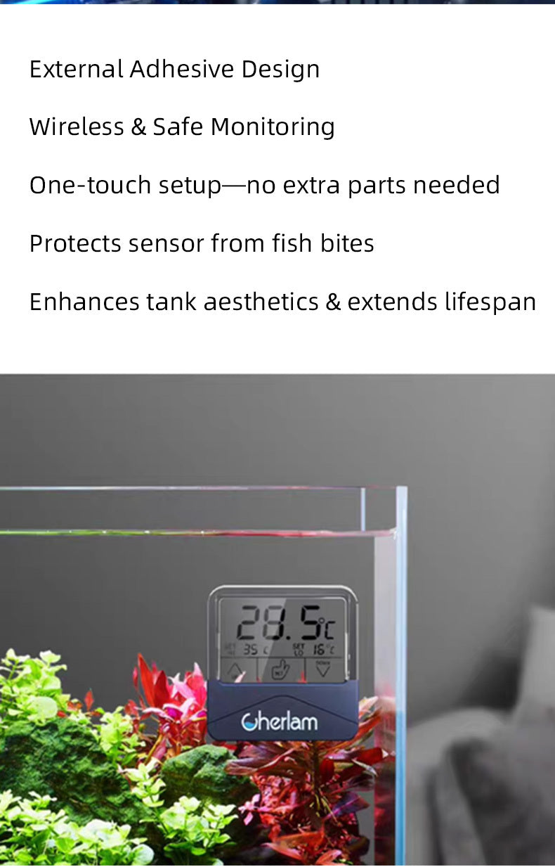 Cherlam LCD Thermometer – Digital Aquarium Temperature Monitor, Accurate Water Temperature Display for Fish Tanks