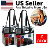 2-Pack Clear PVC Tote Bags 👜 Large Transparent Handbag with Zipper – Stadium Security Approved