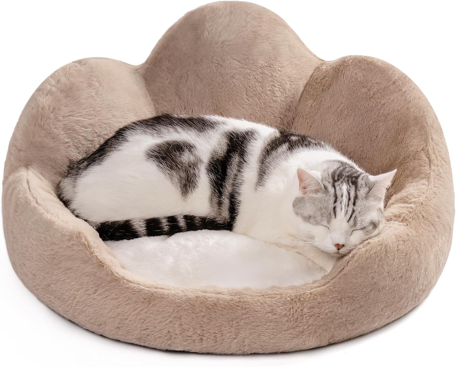 Mewoofun Round Cat Bed – 23" Washable Fluffy Pet Couch with Anti-Slip Bottom for Indoor Cats, Kittens & Small Dogs