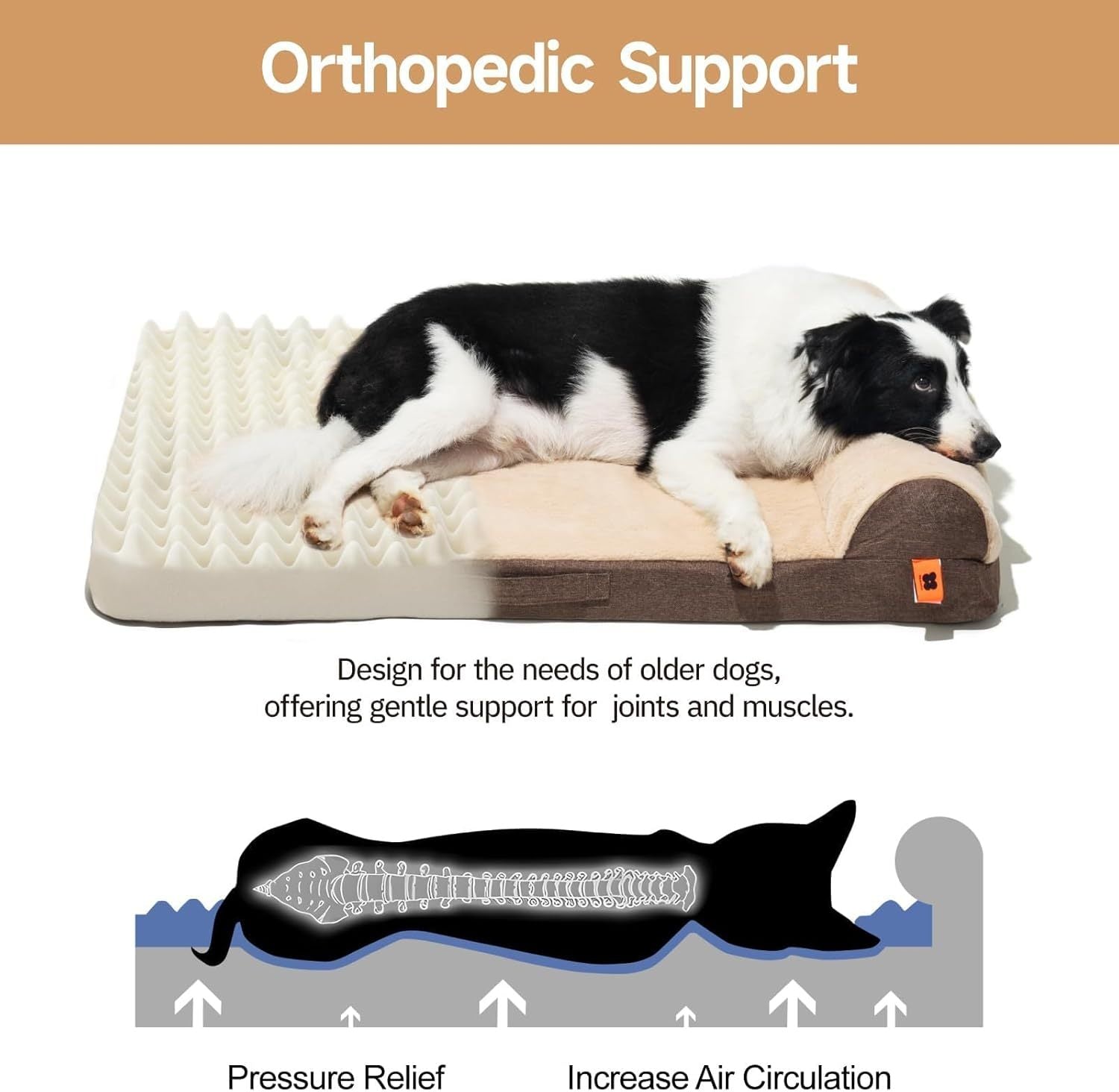 Mewoofun Orthopedic Dog Bed – Large Egg Crate Foam Sofa with Waterproof Lining, Washable Cover & Non-Slip Bottom