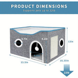 Super-Wide Indoor Cat House – Foldable & Portable, Grey