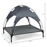 35.5" × 32" Elevated Dog Bed with UV-Resistant Canopy – Outdoor Pet Lounger for Small & Medium Dogs