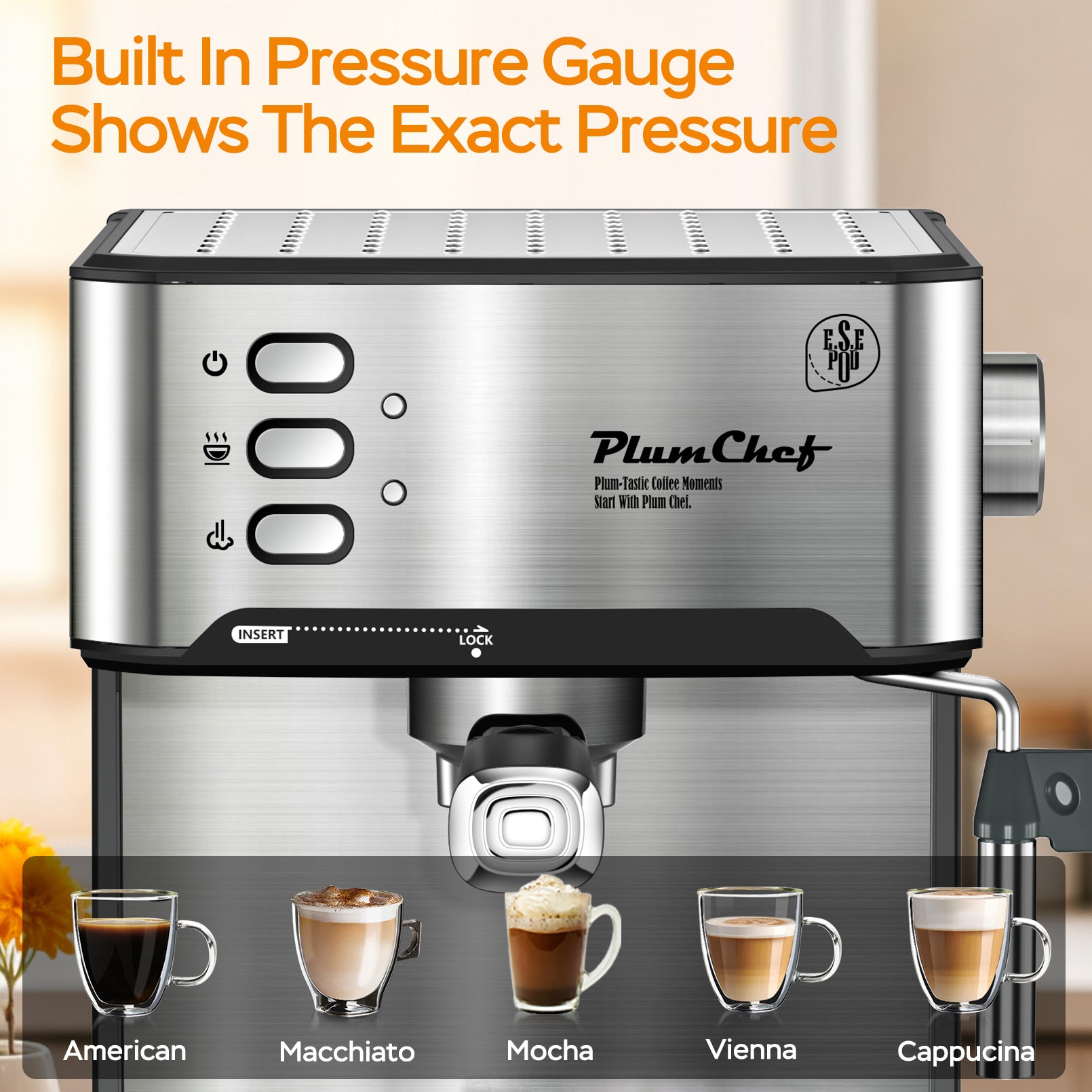 Professional 20-Bar Espresso Machine with Milk Frother & Pressure Gauge