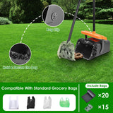 Heavy-Duty Pooper Scooper Kit – Extra-Long Rake & Swivel Bin with 35 Waste Bags & Dispenser