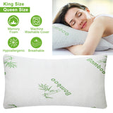 Bamboo Memory Foam Pillow – Cooling Shredded Memory Foam with Washable Bamboo-Blend Cover, Removable and Hypoallergenic
