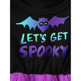 Little Girls 2PCS Halloween Outfit – Sleeveless Tulle Dress with Hooded Cloak Costume Set