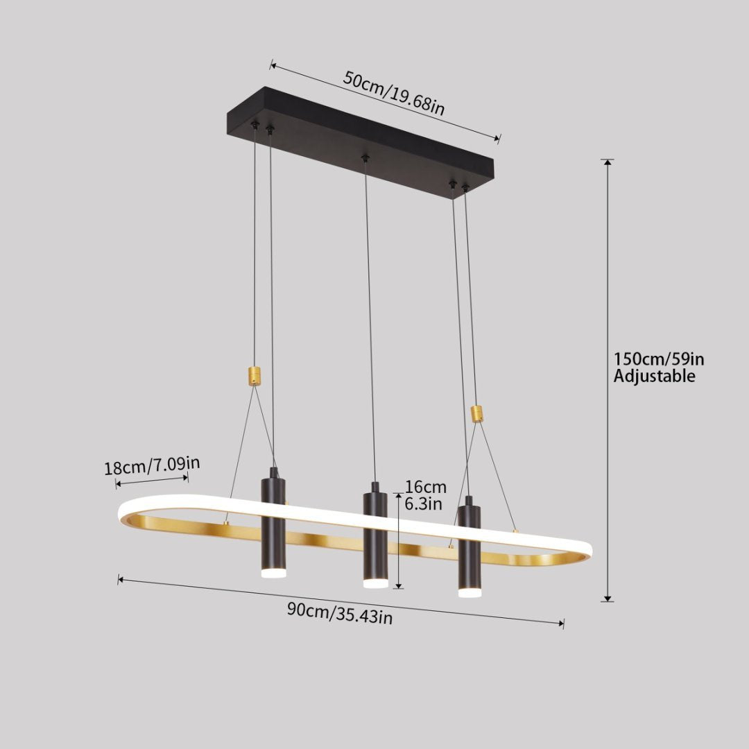 Modern Black & Gold 4-Light Pendant Lamp with Adjustable Design