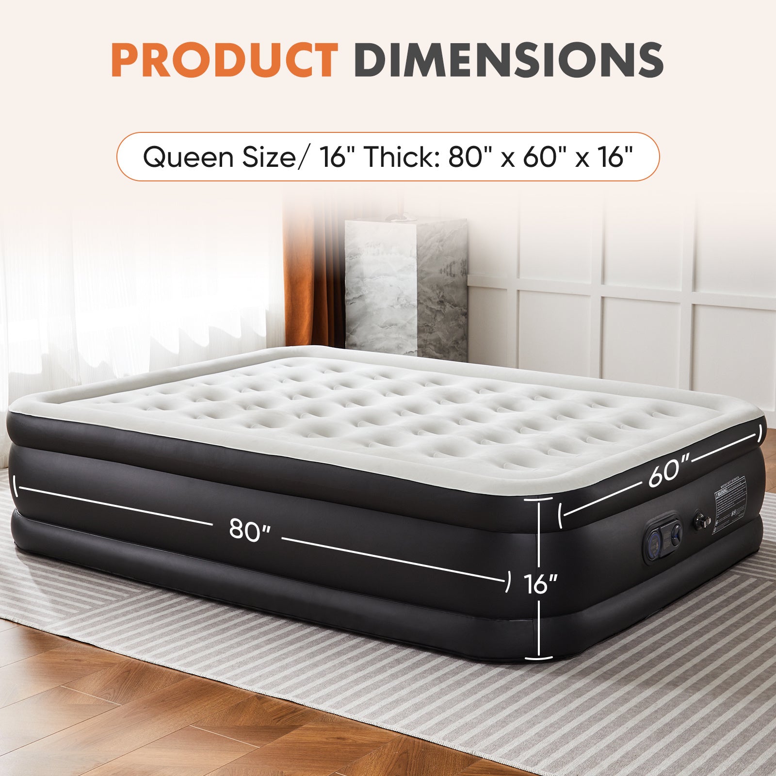 Queen Air Mattress with Built-in Pump - 18" Double-Height Inflatable Guest Bed