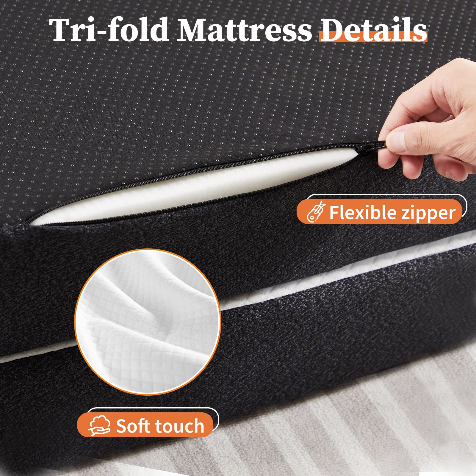 Triple Fold Memory Foam Pad – Portable, Lightweight, Comfortable Sleeping Mattress for Home, Travel & Camping