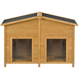Large Wooden Dog House – Outdoor Hut Style with Porch & Dual Doors, Weatherproof Pet Shelter for Medium & Large Dogs