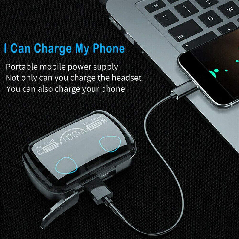 TWS Wireless Bluetooth 5.1 Earbuds - Waterproof Sports Headphones with Charging Case