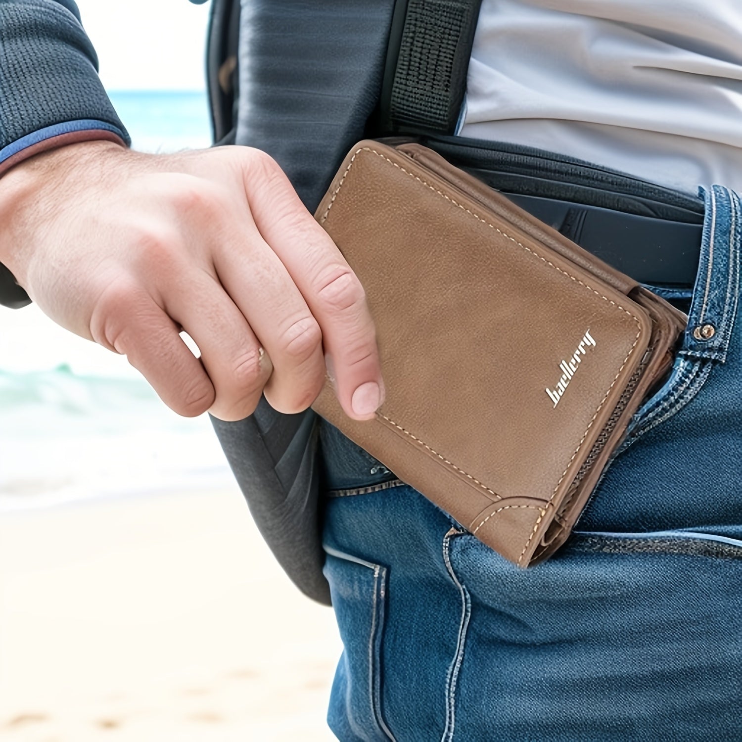 Stylish Brown & Khaki Men’s Leather Wallet