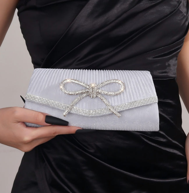 Bow Evening Bag – Sparkly Rhinestone Clutch Purse for Women, Wedding & Party Handbag
