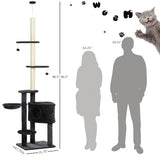 PawHut Adjustable Height Floor-to-Ceiling Vertical Cat Tree – Dark Grey