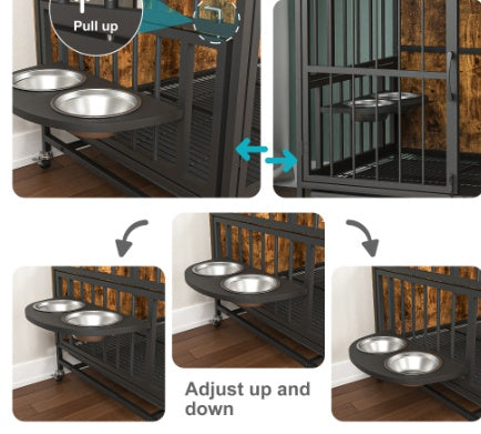 Multifunctional Dog Cage Furniture – Indoor Wooden Kennel with Double Doors & Removable Trays for Easy Cleaning