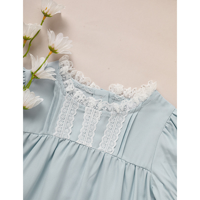 Toddler Girls Summer Lace Trim Dress – Puff Short Sleeve Crew Neck Princess Outfit, Cute Party Dress for Birthdays & Special Occasions