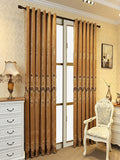 2-Piece Elegant European Blackout Curtains – Beige Velvet with Embroidery, UV Protection, Machine Washable