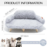 Mewoofun Elevated Cat Bed – 26"x18.3"x8.5" Wooden Pet Sofa with Washable Cover for Cats & Small Dogs, Grey