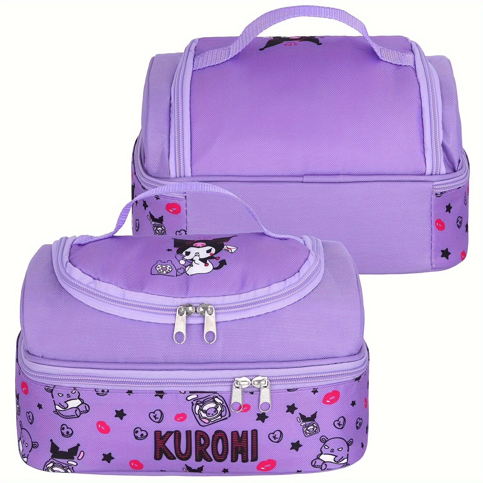 Kuromi Insulated Lunch Tote – Cartoon Pink Lunch Box Bag for Work, Travel & Picnic