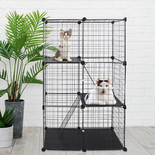 DIY Indoor Cat Cage & Small Pet Playpen – 3-Door, 3-Tier Detachable House for Kittens, Puppies & Rabbits