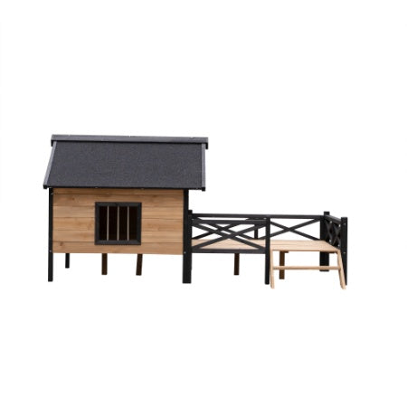Outdoor Large Wooden Cabin Dog Kennel with Porch – Weather-Resistant House Style Shelter for Medium & Large Pets
