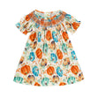 Toddler Baby Girl Pumpkin Smocked Dress – Fall Thanksgiving Halloween Embroidered Princess Party Outfit