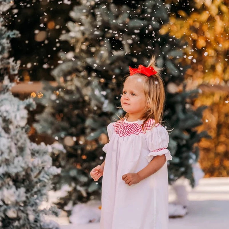 Infant Baby Girl Valentine’s Day Dress ❤️ White Lace with Red Embroidery (111 karakter ✅)