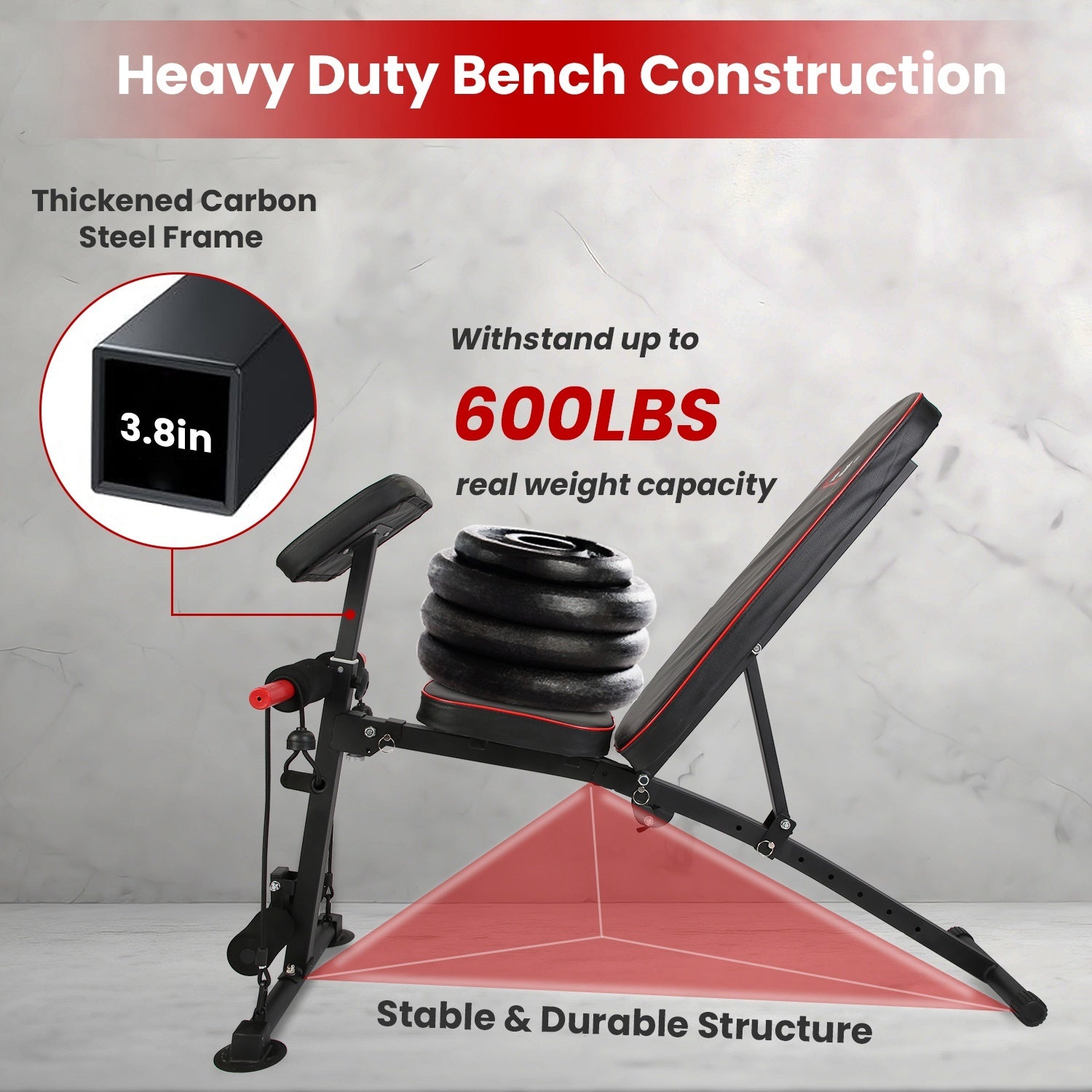 Adjustable Weight Bench with Preacher Curl Pad, Resistance Bands & Leg Extension – Home Gym Workout Bench 🏋️‍♂️🔥