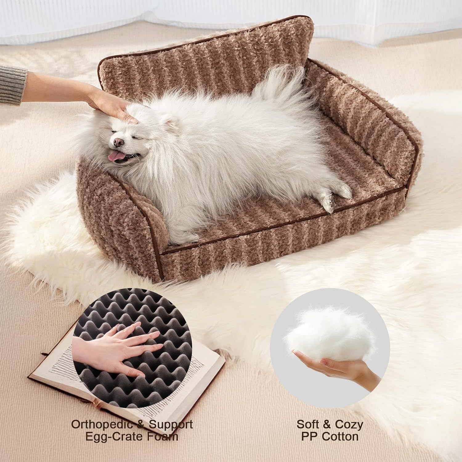 Mewoo Orthopedic Cat Couch – 26"x19"x11.8" Indoor Pet Bed with Washable Cover & Non-Slip Bottom for Cats & Small Dogs