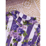 Toddler Girl Purple Rose Print Outfit – Stripe Top with Belted Skirt Set, Cute Holiday & Going Out Clothes for Spring and Fall