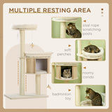 PawHut 3-Level Cat Tree with Sisal Scratching Posts & Badminton Toy