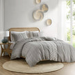 Full/Queen Cotton Printed Duvet Cover Set with Chenille – Includes Duvet Cover & 2 Shams, Tufted Chenille Front, Soft 100% Cotton, Button Closure