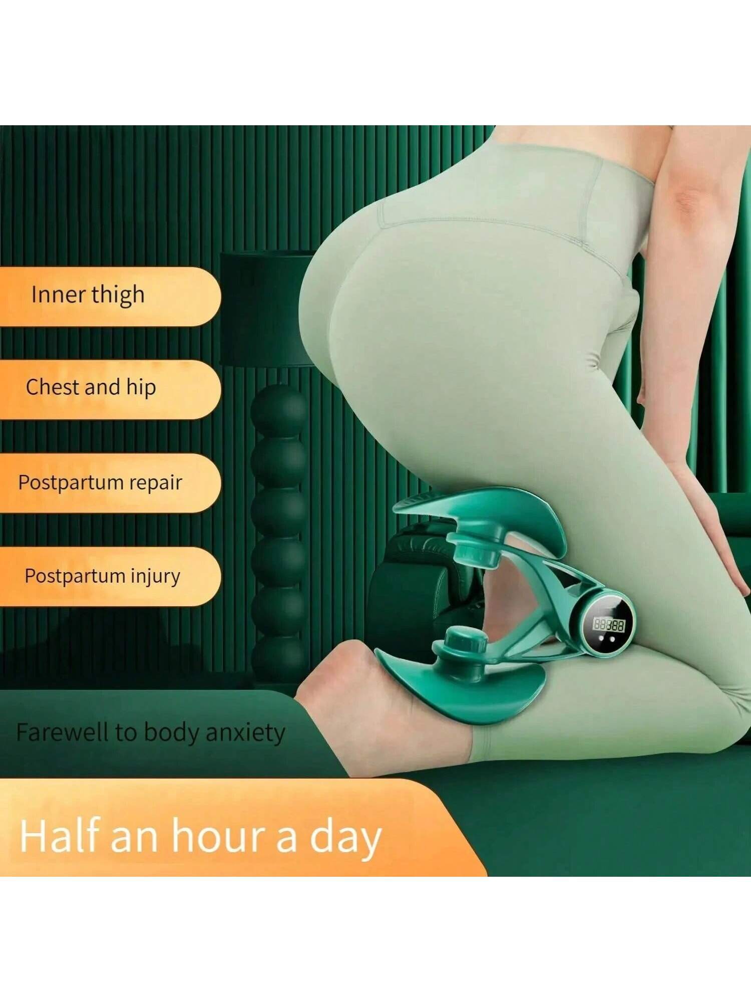 Inner Thigh Exerciser & Kegel Trainer with Resistance Bands & LED Counter – 3 Intensity Levels for Home Gym 🏋️‍♀️🔥