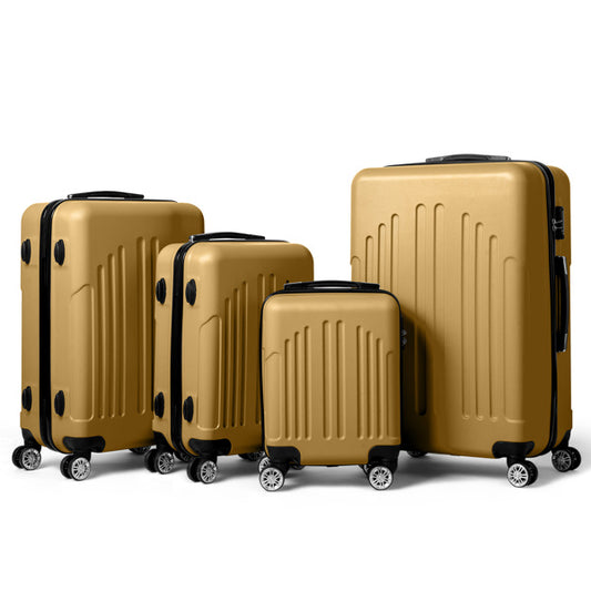 Vertical Striped 4-in-1 Hard Shell Luggage Set with Spinner Wheels & TSA Lock
