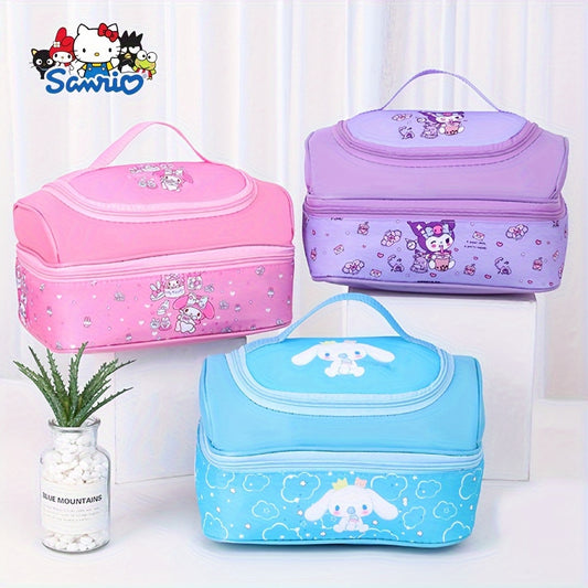 Pastel Duo-Color Insulated Lunch Bag – Large Double Size, Zipper Closure, Portable for Office & Outdoors