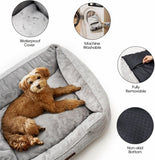 Mewoofun Medium Dog Bed – 31.5"x23.6"x9.5" Washable Rectangle Pet Bed with Calming Cushion & Non-Slip Bottom